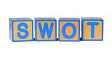 SWOT on Colored Wooden Childrens Alphabet Block.