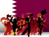 Qatar Sport Fan Crowd with Flag