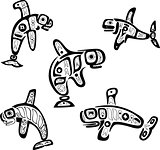 Native indian shoshone tribal drawings. Whales