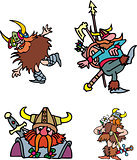 Comic viking warriors