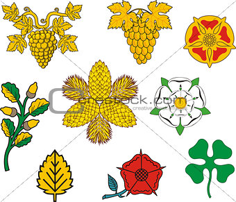 Heraldic floral elements