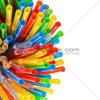 Colored Plastic Drinking Straws with copy-space