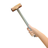 Human hand holding hammer