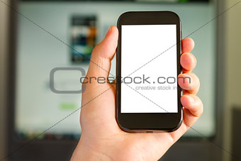 Closeup of Man's Hand holding a Smartphone