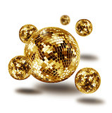 Golden disco mirror ball atomium