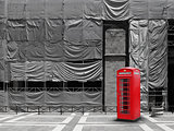 Red telephone booth canvas background