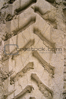 Tractor Wheel Tracks in the Sand