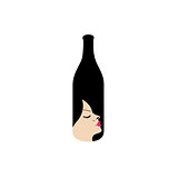 Pretty lady in a bottle- beverage business logo