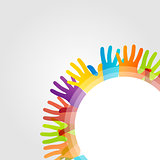 Design element with colorful hands