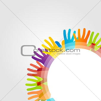 Design element with colorful hands