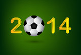 Soccer ball in 2014 digit on green background