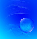Abstract blue  with waves and globe