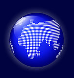 Blue globe with dotted map vector