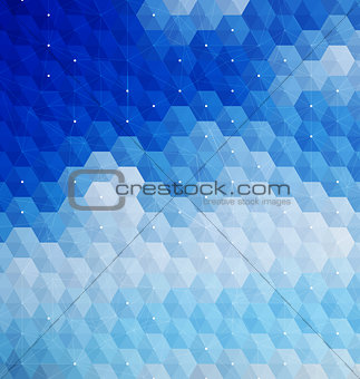 Blue hexagonal mosaic with net