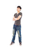 full length of young handsome man isolated white background