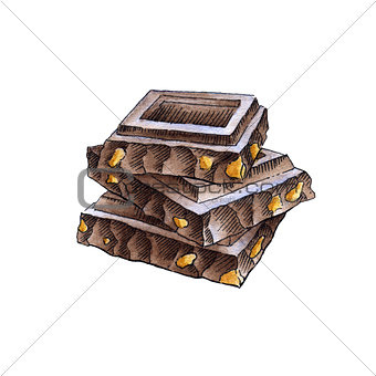 Chocolate pieces in the stack