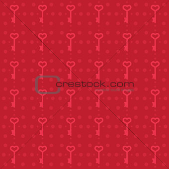 Red seamless pattern. Keys. Vector.