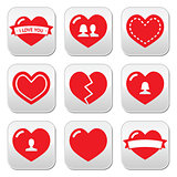 Love hearts icons set for Valentine’s Day