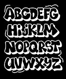 Comics graffiti style font type. Vector alphabet 