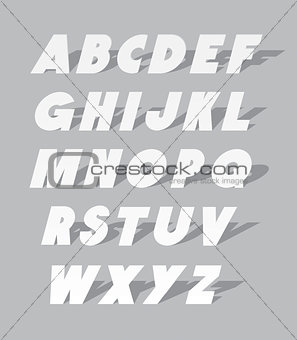 Cardboard or paper font type. Vector alphabet