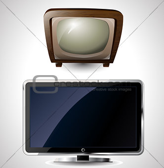 illustration of a new and old television