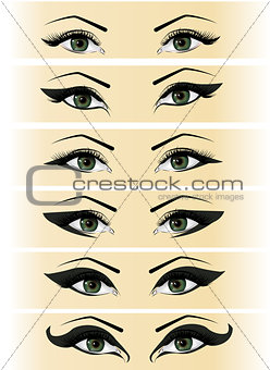 Illustration set female eyes 