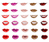 Set female lips isolated on a white background