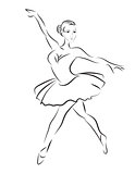 Vector contour sketch of ballet dancer