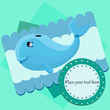 Card with a blue whale