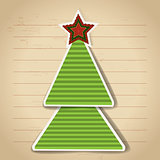Paper christmas tree. Vector new year card