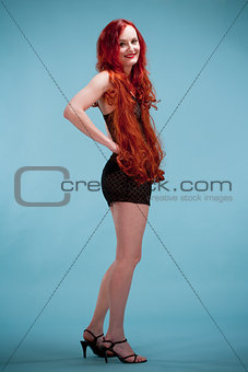 Young Woman with Long Red Hair 