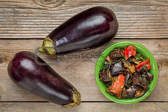 roasted spicy eggplant salad