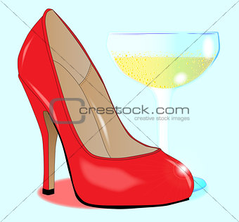 Champagne and Ladies Shoe