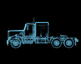 Truck x-ray blue transparent isolated on black