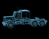 Truck x-ray blue transparent isolated on black