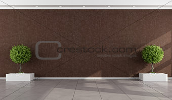 Empty room with stucco wall brown