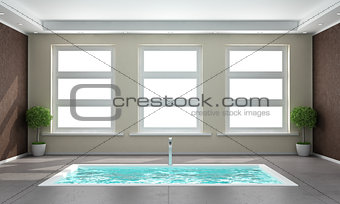 Contemporary bathroom with sunken bath