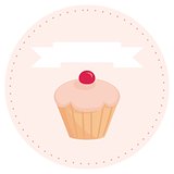 Sweet pink cupcake vector card or invitation