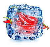 Hot pepper in ice cube