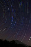 The Big Dipper star trail and the silhouette of Mount Tsukuba