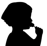 a child eating candy silhouette vector