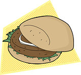 Burger on Yellow Background