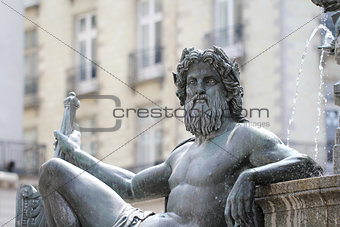Statue "Le Cher" on the fountain of the Place Royale