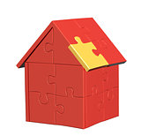 3d house with of parts of a puzzle