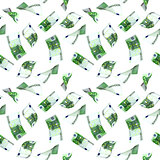 Seamless background with flying euro banknotes