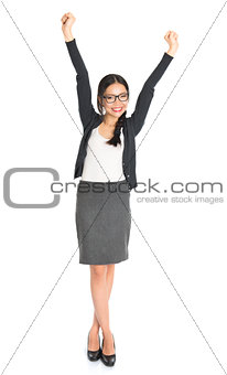 Asian businesswoman cheering