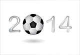 Soccer ball in 2014 digit on white