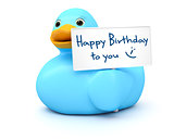 Blue Ducky with happy birthday sign