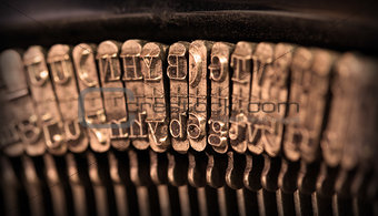 Close-up of an old retro typewriter with paper