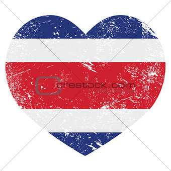 Costa Rica retro heart shaped flag